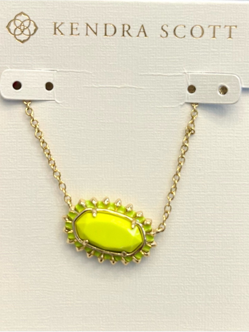 Kendra Scott Neon Lime Gold Elle Pendant Necklace